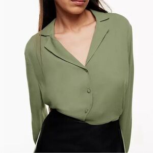 Aritzia Wilfred Tulum Green Blouse XS Button Down